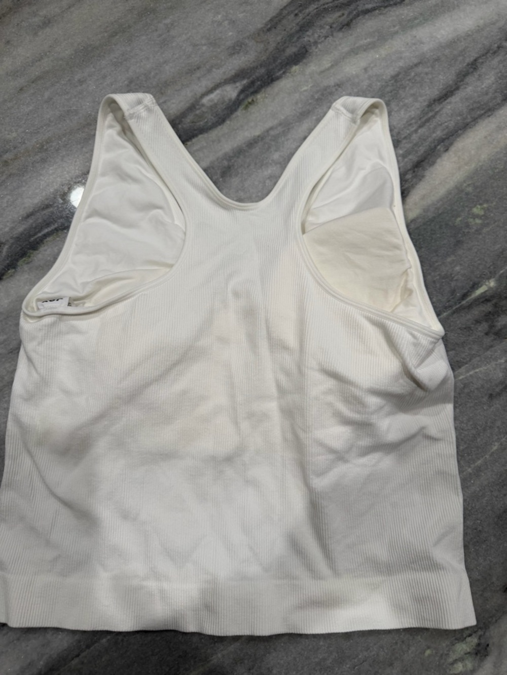 White Ribbed V-Neck Tank Top - Picture 2 of 2